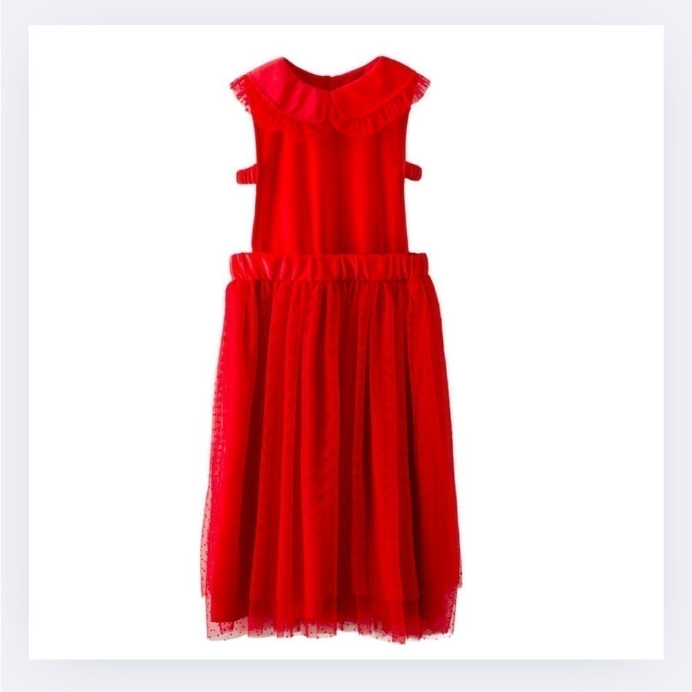 Zara Red Polka Dot Tulle & Velvet Dress with Cape - Picture 11 of 12